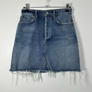 Agolde Women’s Denim Frayed Hem Mini Skirt Size 00/24